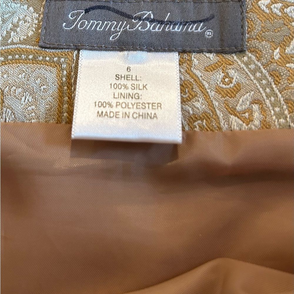 Tommy Bahama Gold Paisley 100% Silk Lined Pencil Skirt Size 6 - Picture 8 of 10
